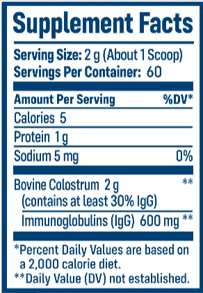 NativePath Grass-Fed Colostrum Supplement Factes